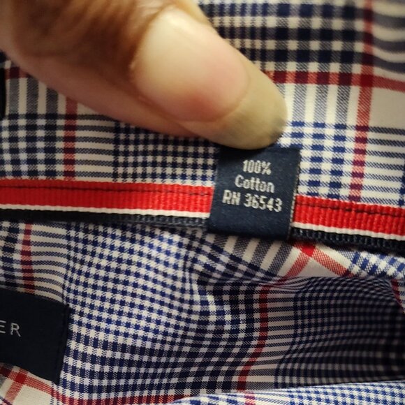Tommy Hilfiger Regular Non Iron Blue Plaid Button Up Shirt Men Size 16.5 32 33 - Picture 6 of 12